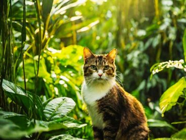 绿色清新阳光树林小猫图片