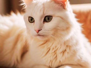 可爱白色小猫咪发呆图片