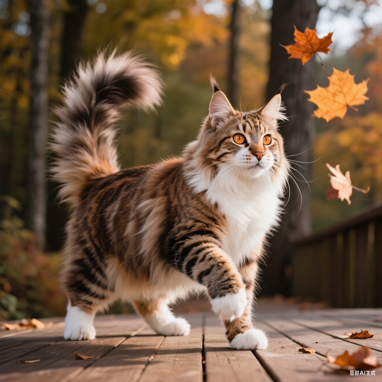 缅因猫的图片，采用写实宠物摄影风格