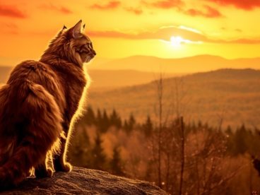 日暮黄昏看夕阳的小猫图片
