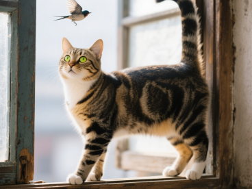 狸花猫的图片，采用写实宠物摄影风格